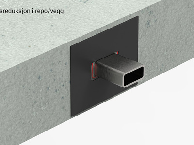 Trinnlyd i repo vegg med tekst