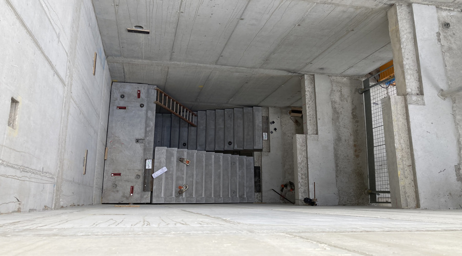 Looking down the stair core b